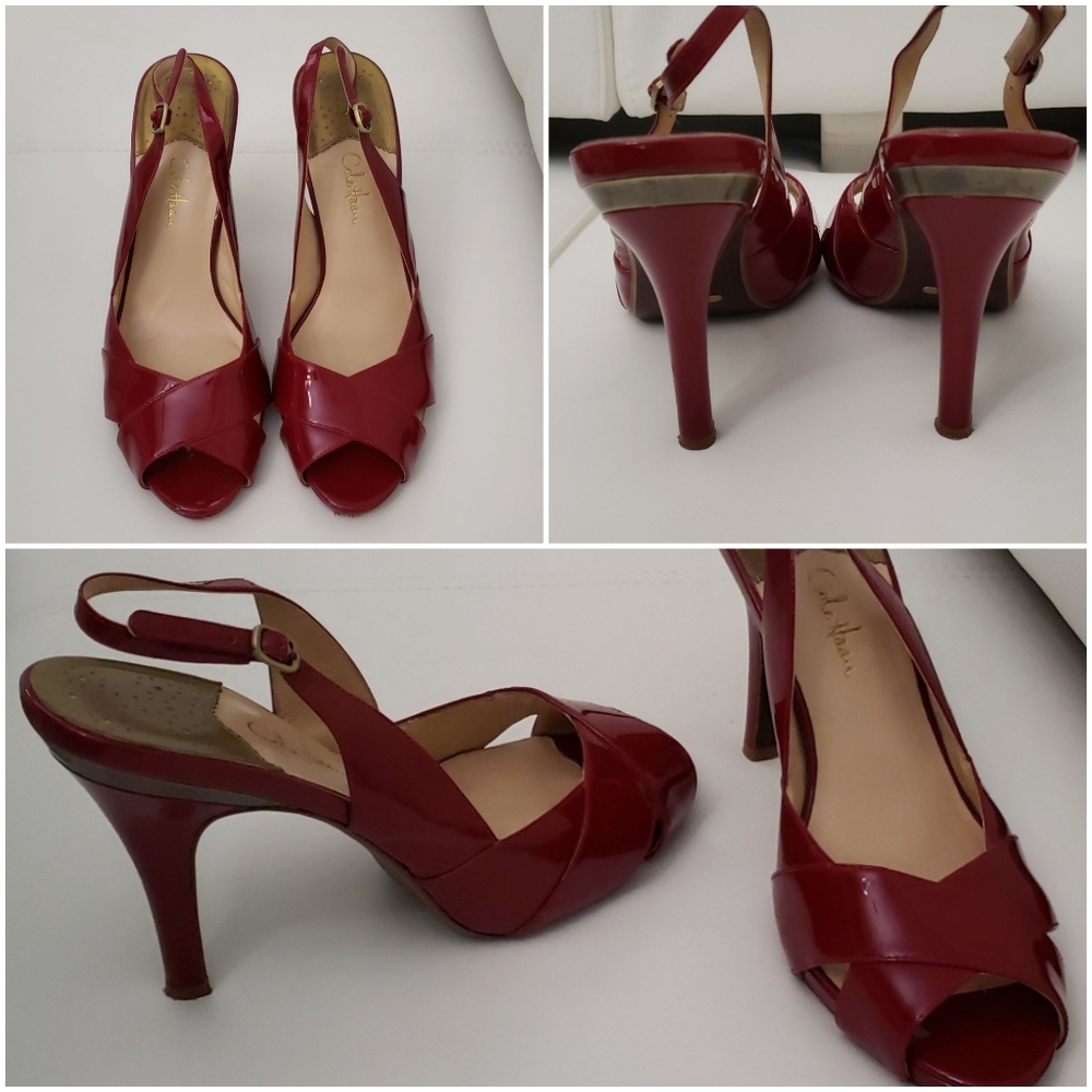 Cole Haan patent leather slingback Sandal Red s10B
